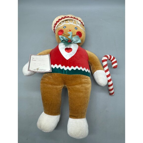 Vintage 1990 Large 27" Target Gingerbread Stuffed Plush Doll Candy Cane Bow READ - Picture 5 of 13